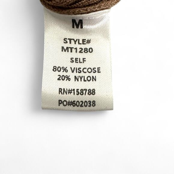 Mable Women's Sweetheart Cropped Sweater Size M Taupe Brown Long Sleeve Ribbed - Picture 6 of 8